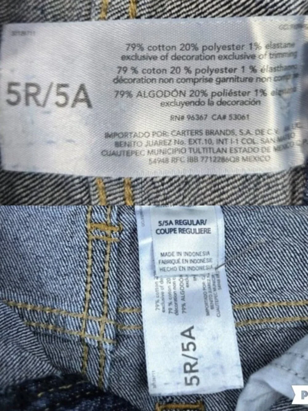 Oshkosh B'Gosh Dark Blue Wash Classic Fit Adjustable Waist Denim Jeans Boys 5/5A